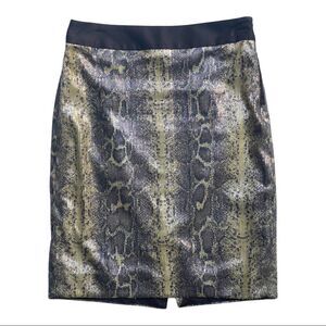 The Limited Brown and Gold Snakeskin Print Sequin Skirt